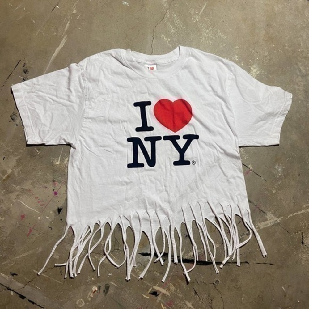 Vintage I Love New York, Fringed Crop Top, Punk
